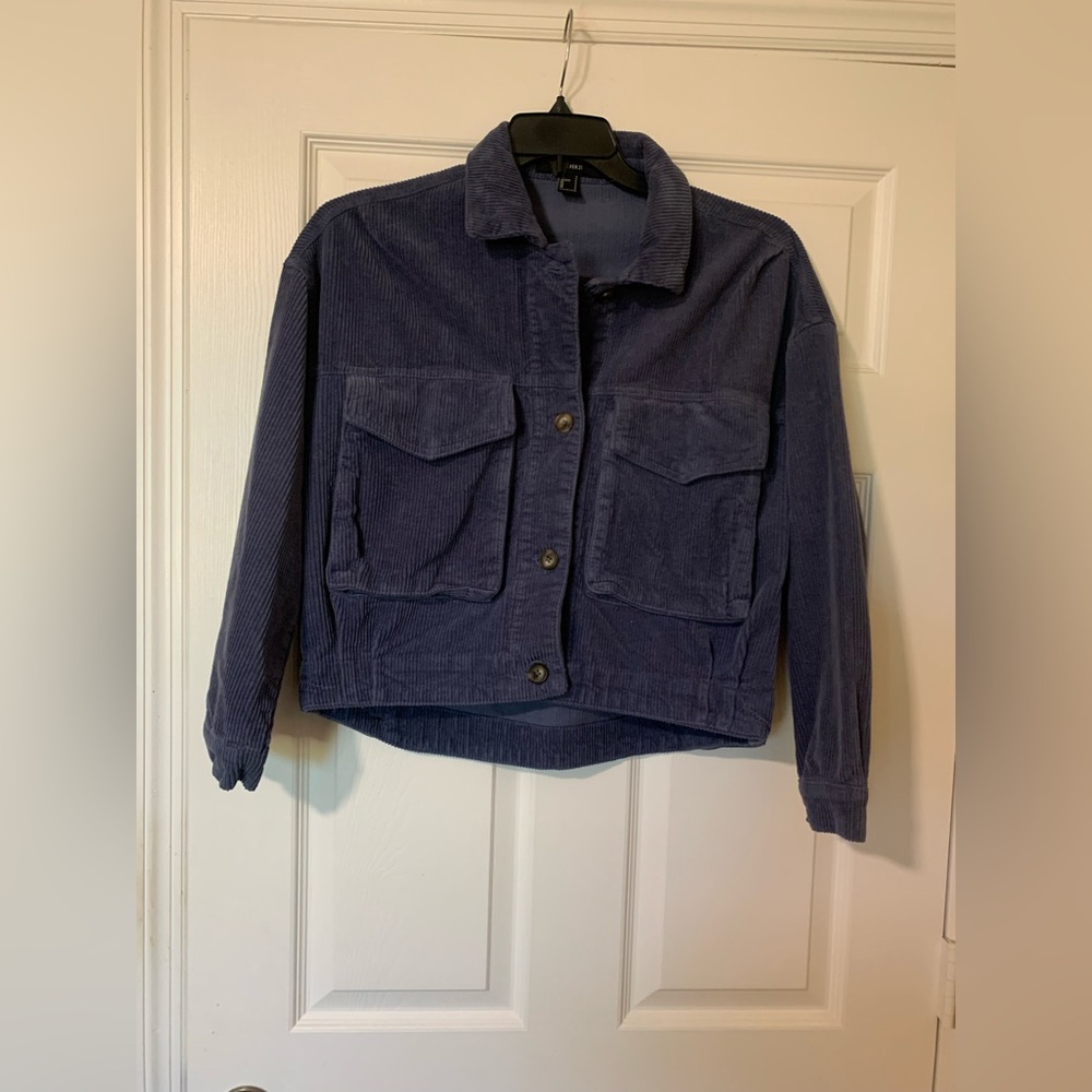 Forever 21 Blue Corduroy‎ Button Up Jacket Size Small Y2K Casual Cosy